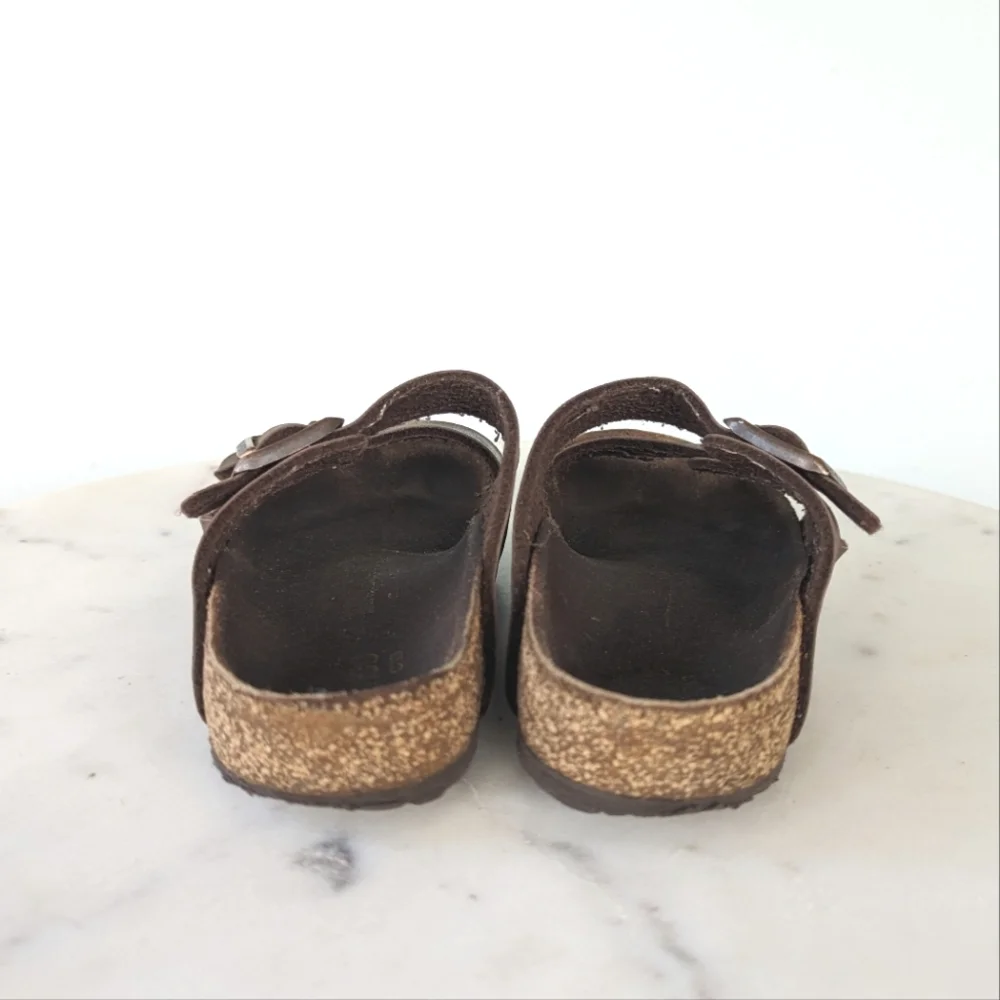 Birkenstock Arizona Kids Brown Leather Sandals - Picture 8 of 11